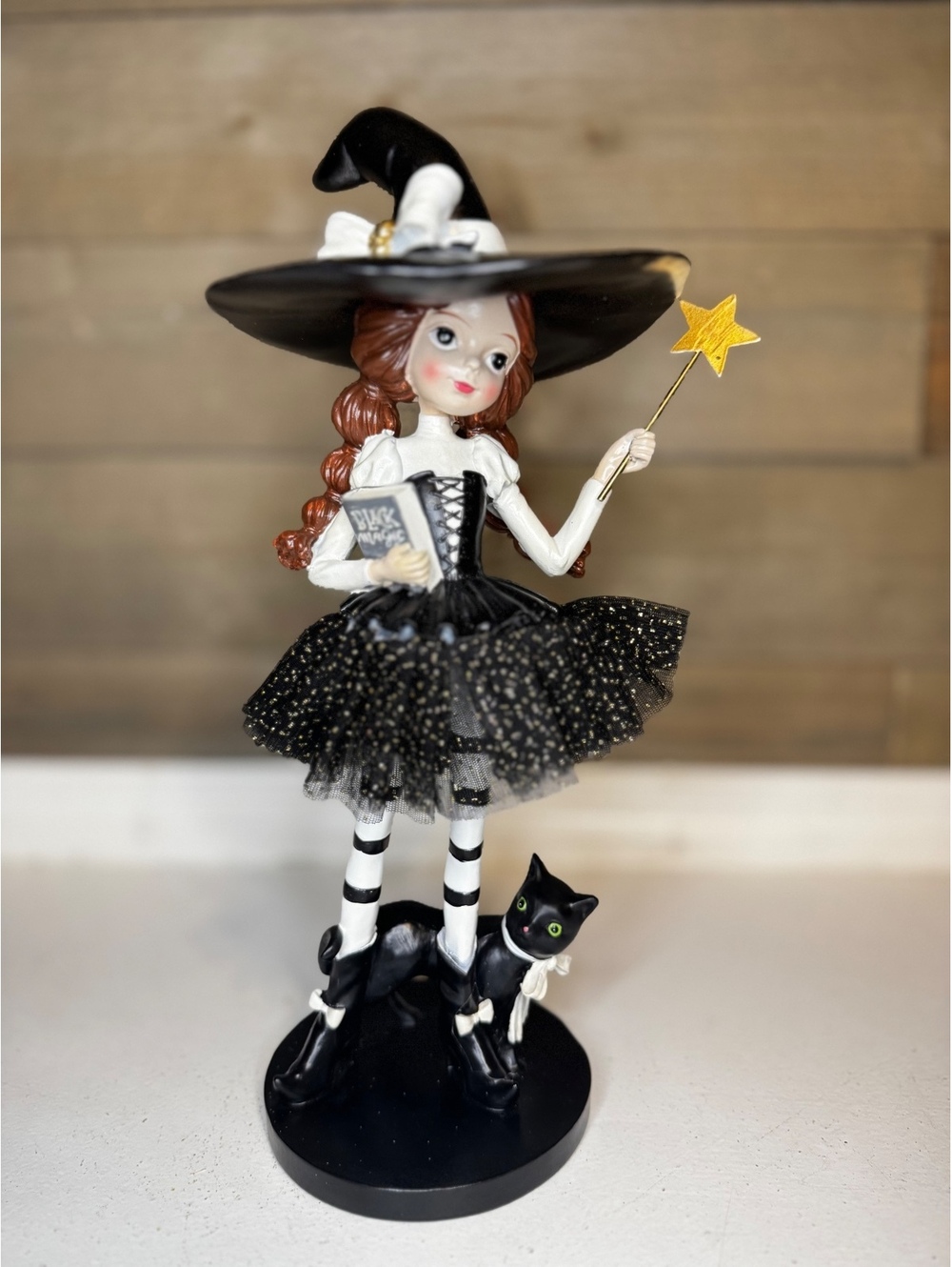 Halloween Witch Girl with Black Cat - 15 Inch